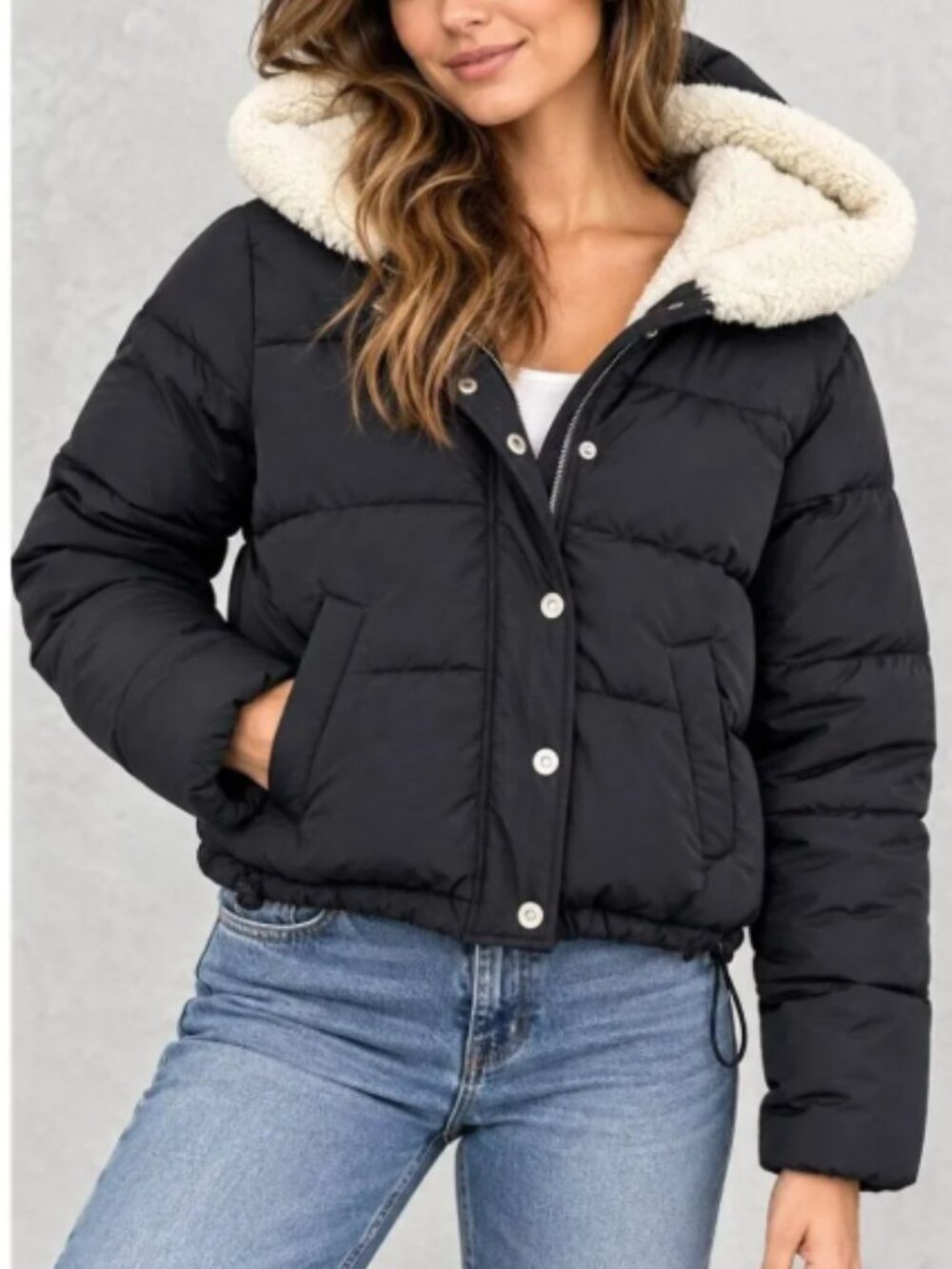 Hollister Ultimate Puffer Black Plush Lined Hooded Jacket - Women’s XXS